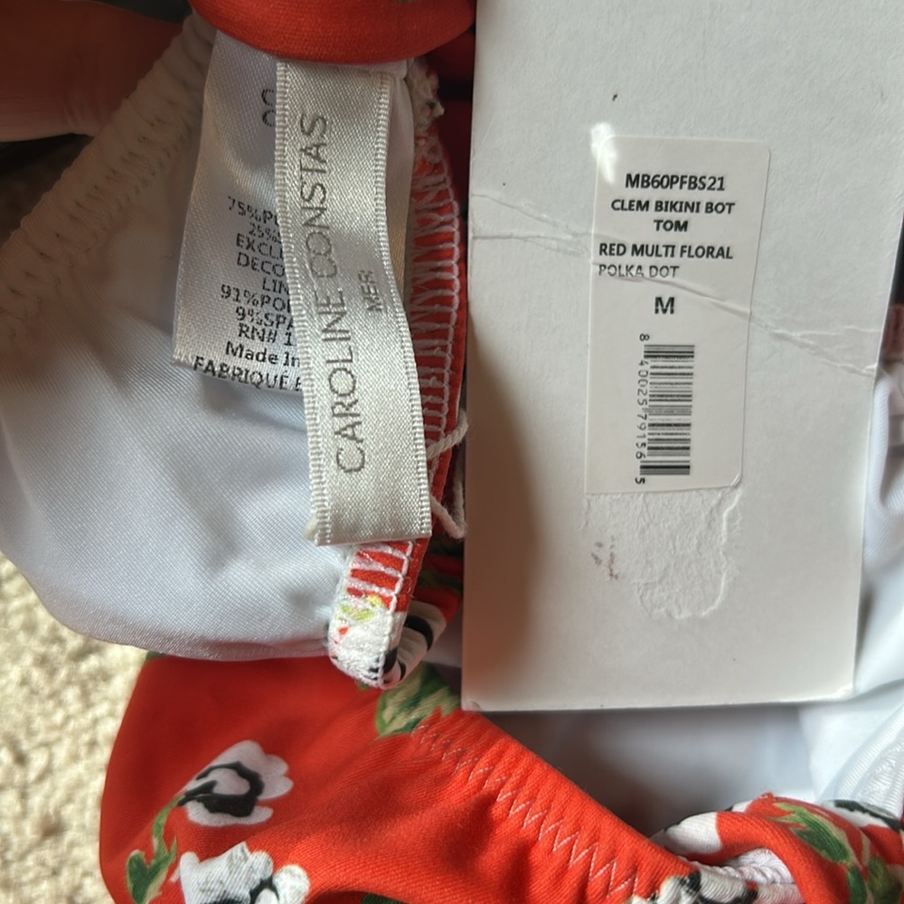 Caroline Constas Clementine Floral-print Low-rise Bikini Briefs In Coral NWT med - Picture 7 of 9